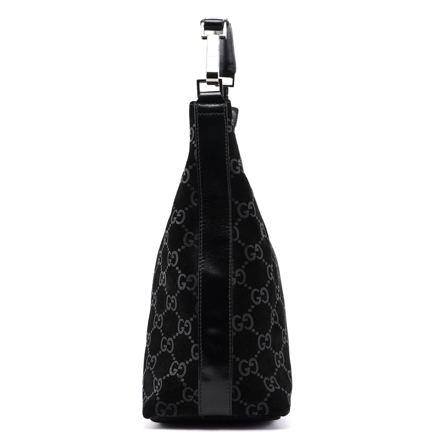 Black Suede GG Hobo Shoulder Bag