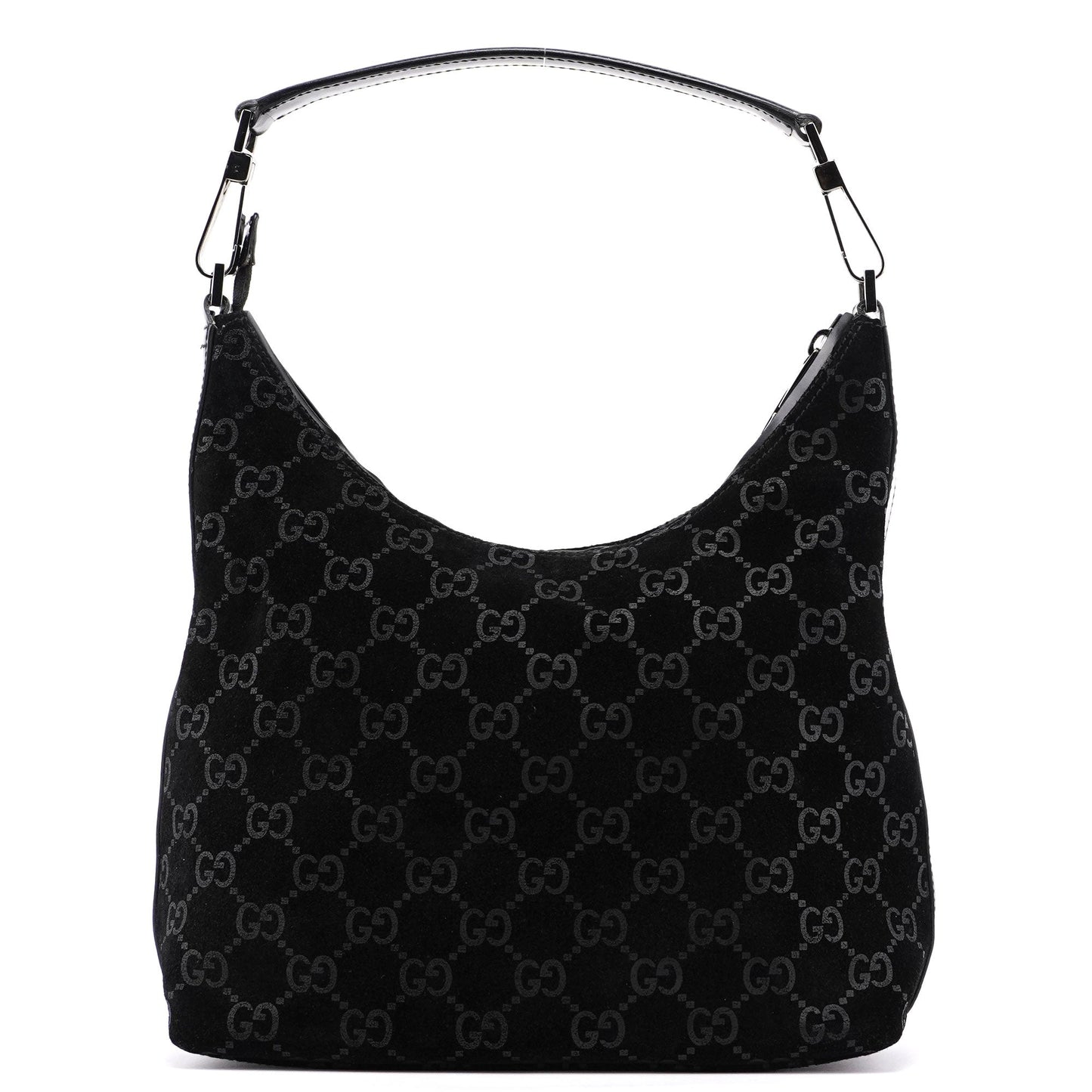 Black Suede GG Hobo Shoulder Bag