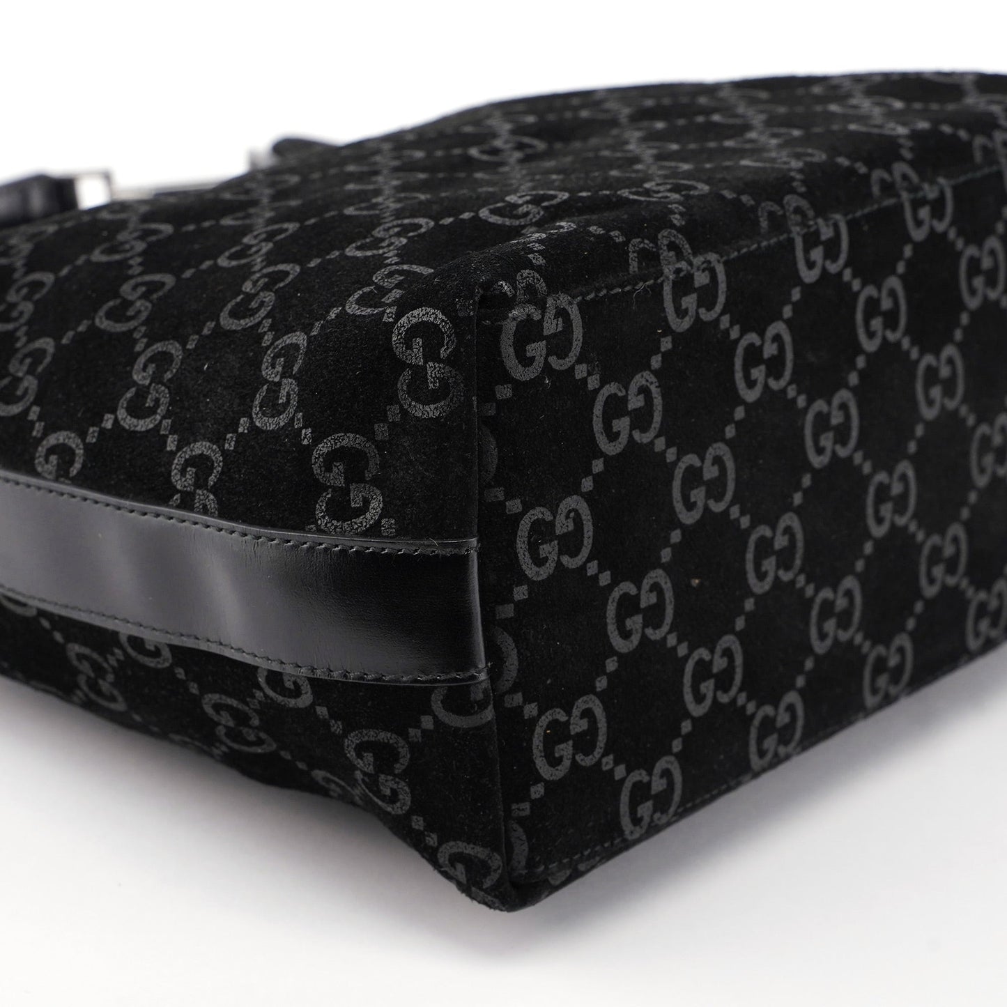 Black Suede GG Hobo Shoulder Bag