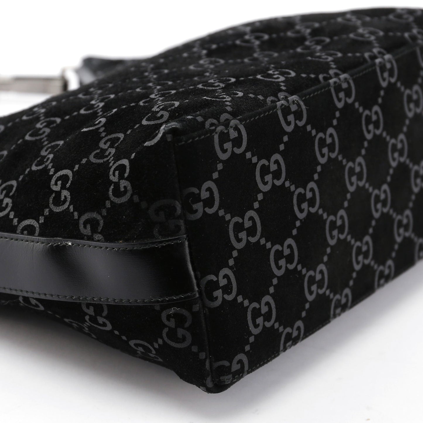 Black Suede GG Shoulder Bag