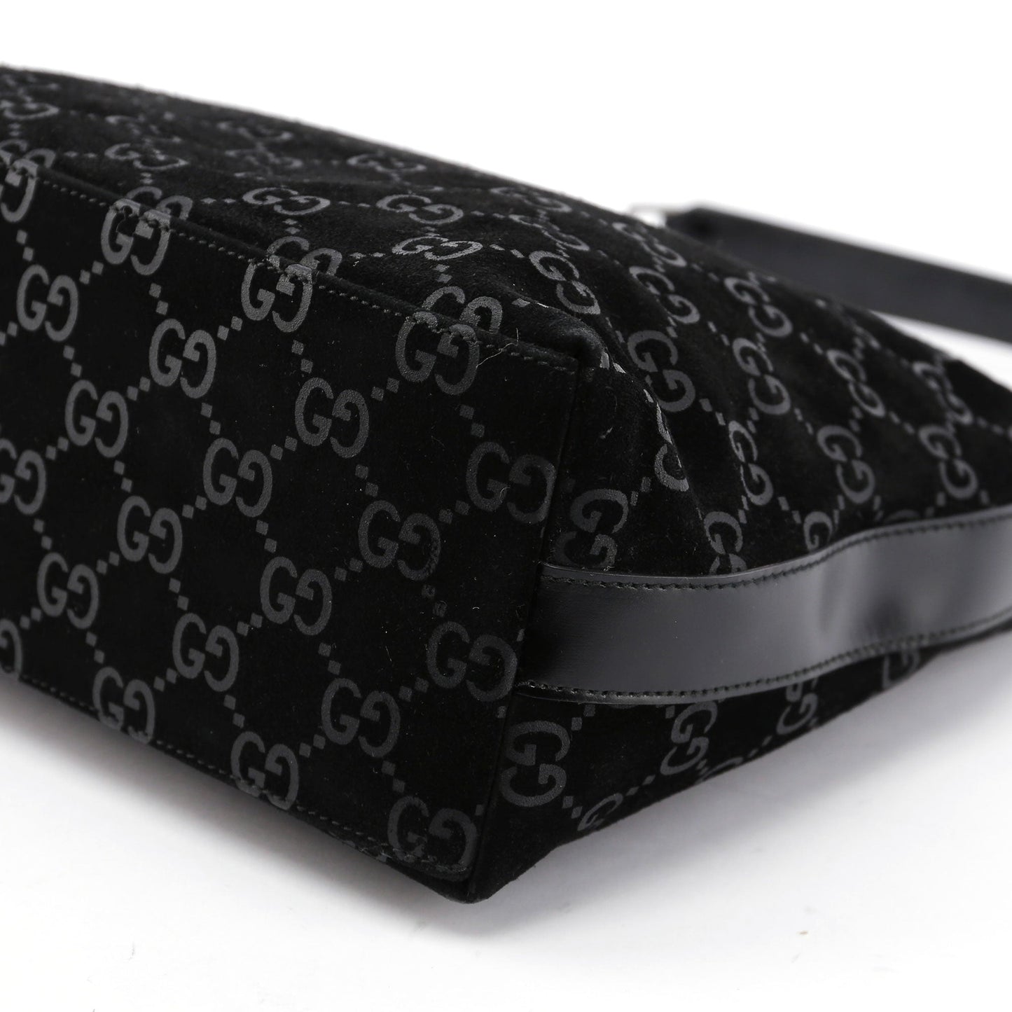 Black Suede GG Shoulder Bag