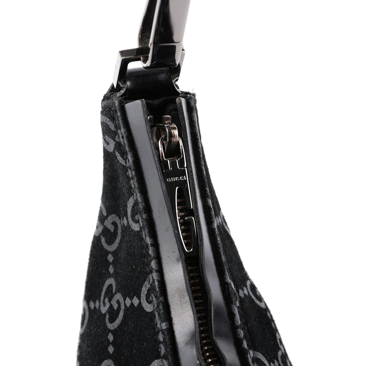 Black Suede GG Shoulder Bag