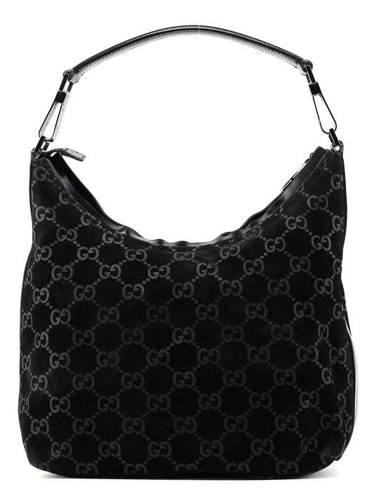 Black Suede GG Shoulder Bag
