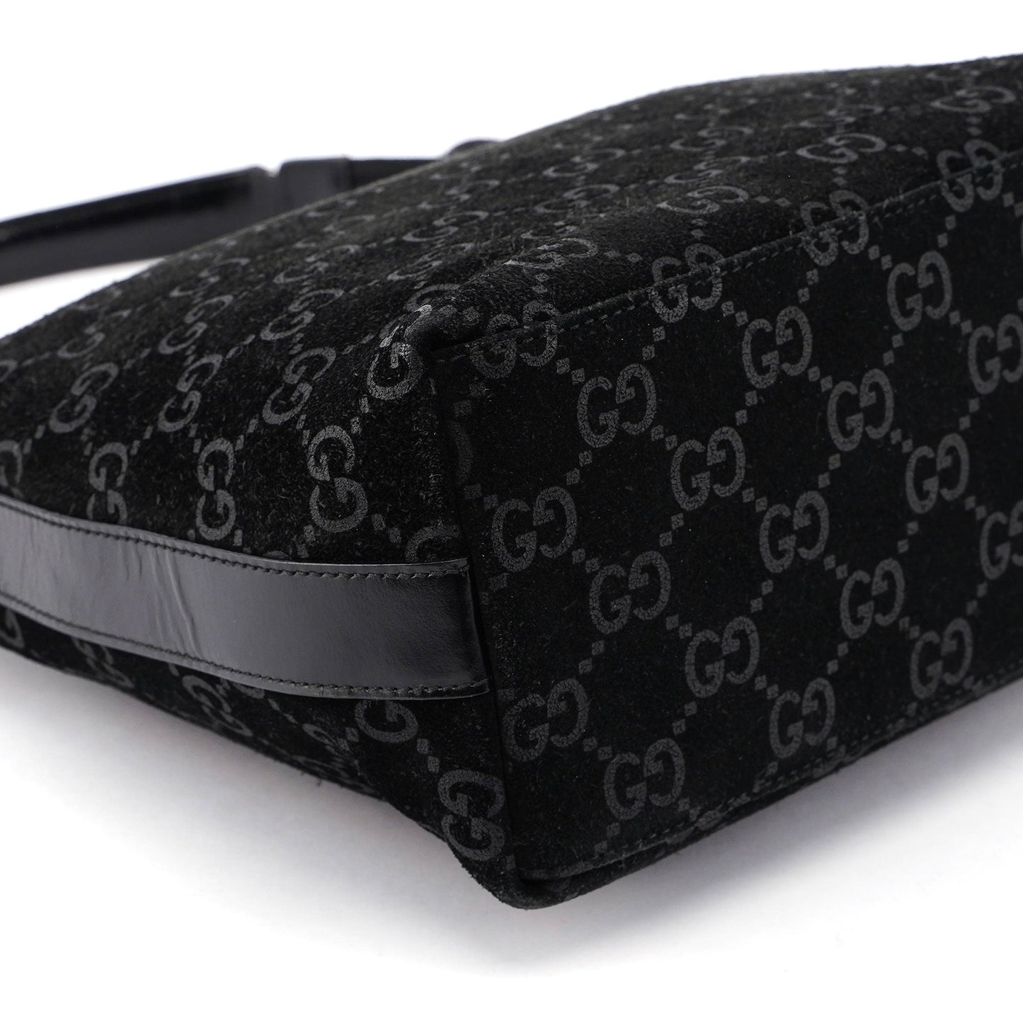 Black Suede GG Shoulder Bag