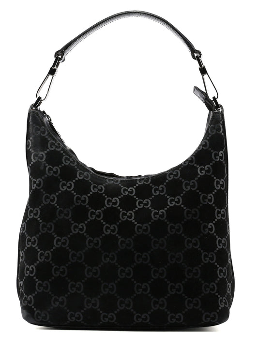 Black Suede GG Shoulder Bag