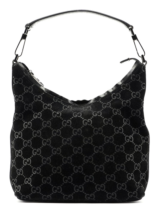 Black Suede GG Shoulder Bag