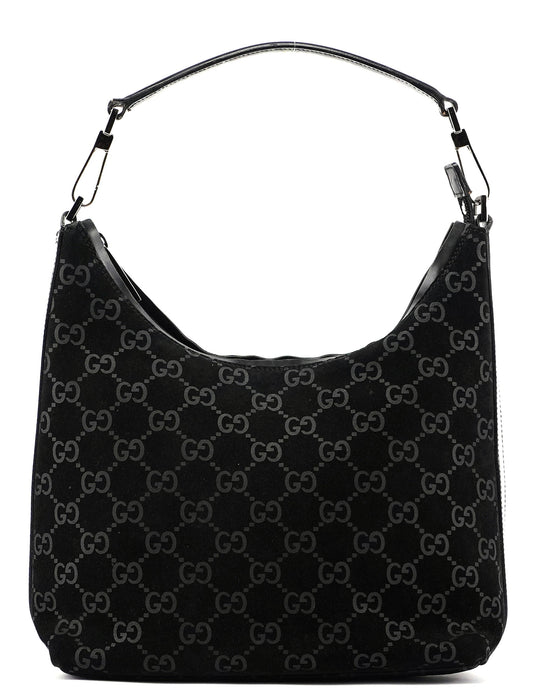 Black Suede GG Shoulder Bag