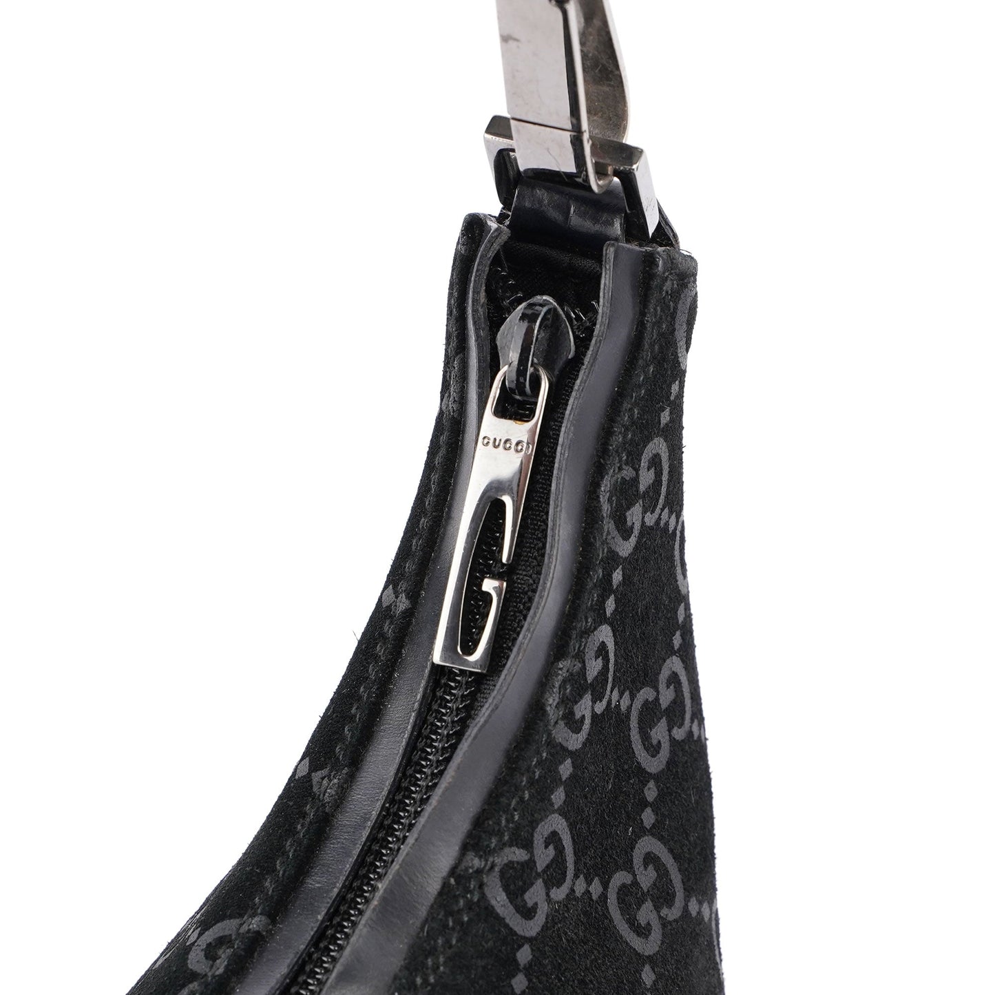 Black Suede GG Shoulder Bag