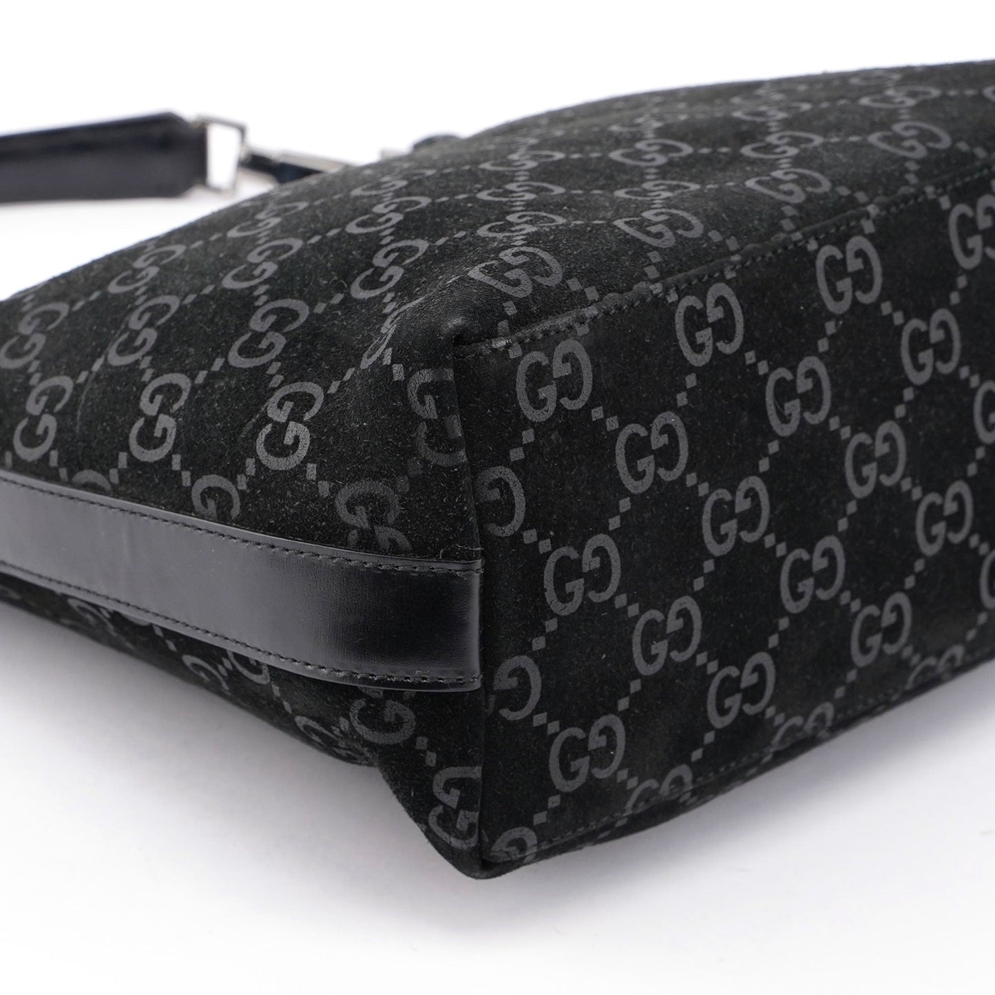 Black Suede GG Shoulder Bag