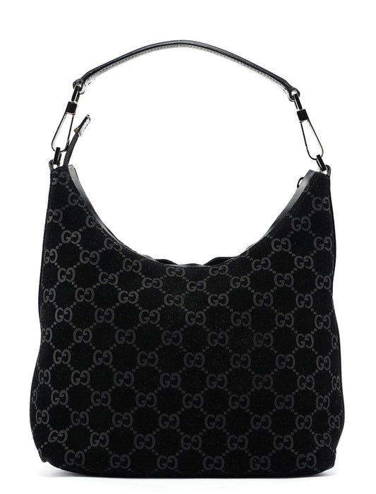 Black Suede GG Shoulder Bag
