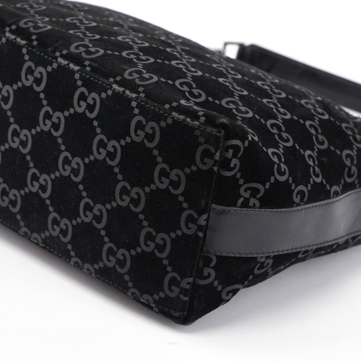 Black Suede GG Shoulder Bag