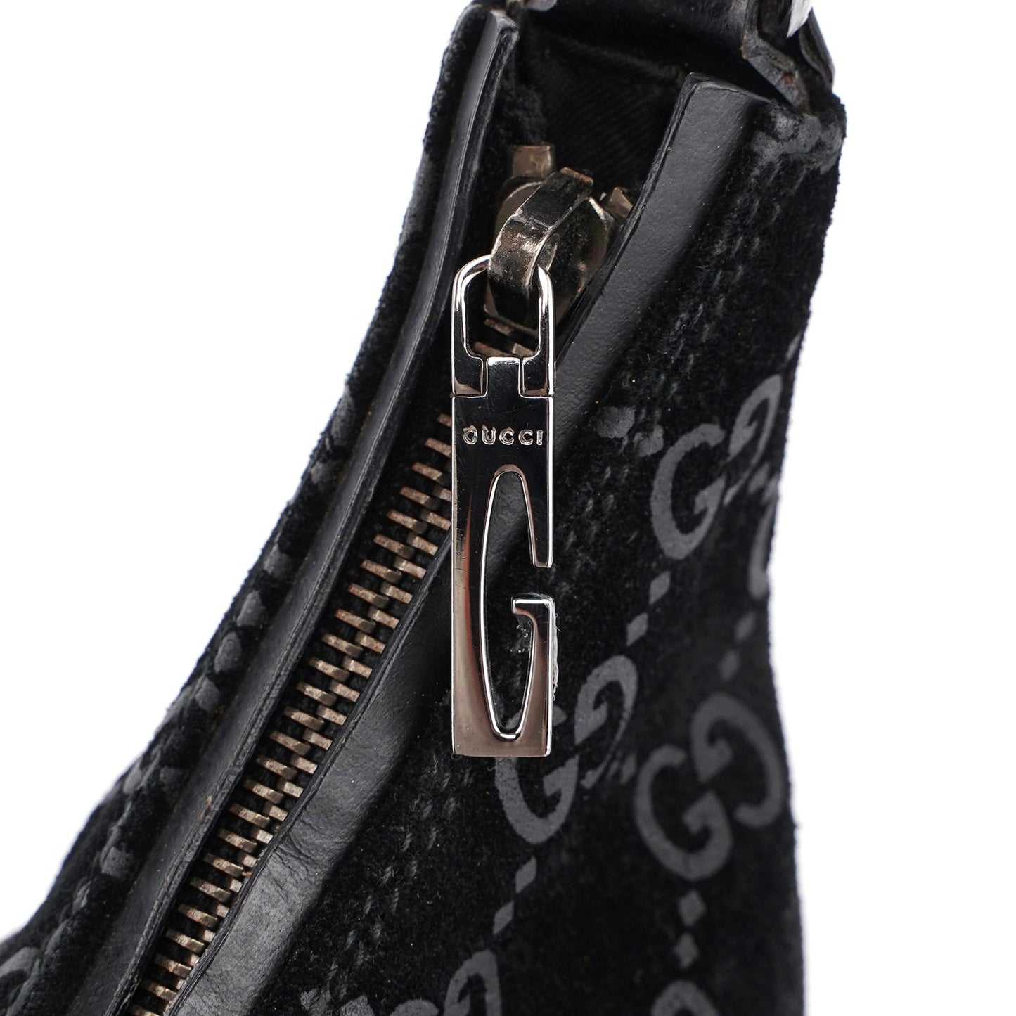 Black Suede GG Shoulder Bag