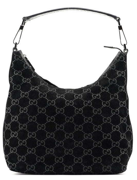 Black Suede GG Shoulder Bag