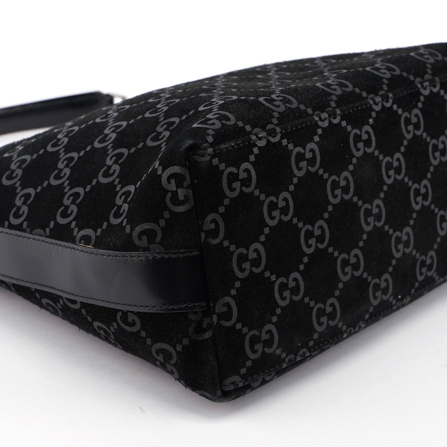 Black Suede GG Shoulder Bag