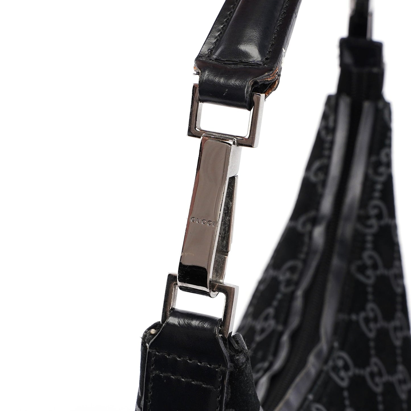 Black Suede GG Shoulder Bag