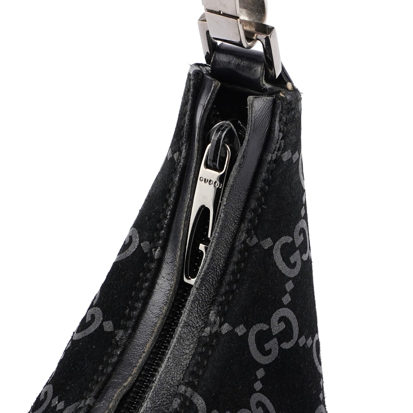 Black Suede GG Shoulder Bag