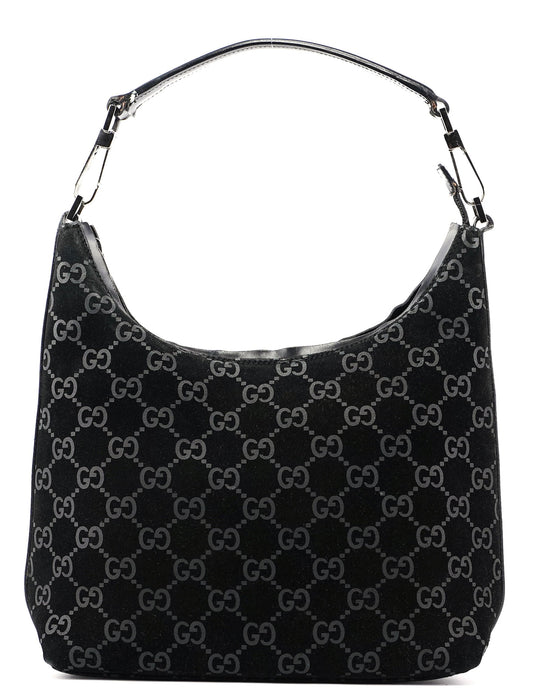Black Suede GG Shoulder Bag
