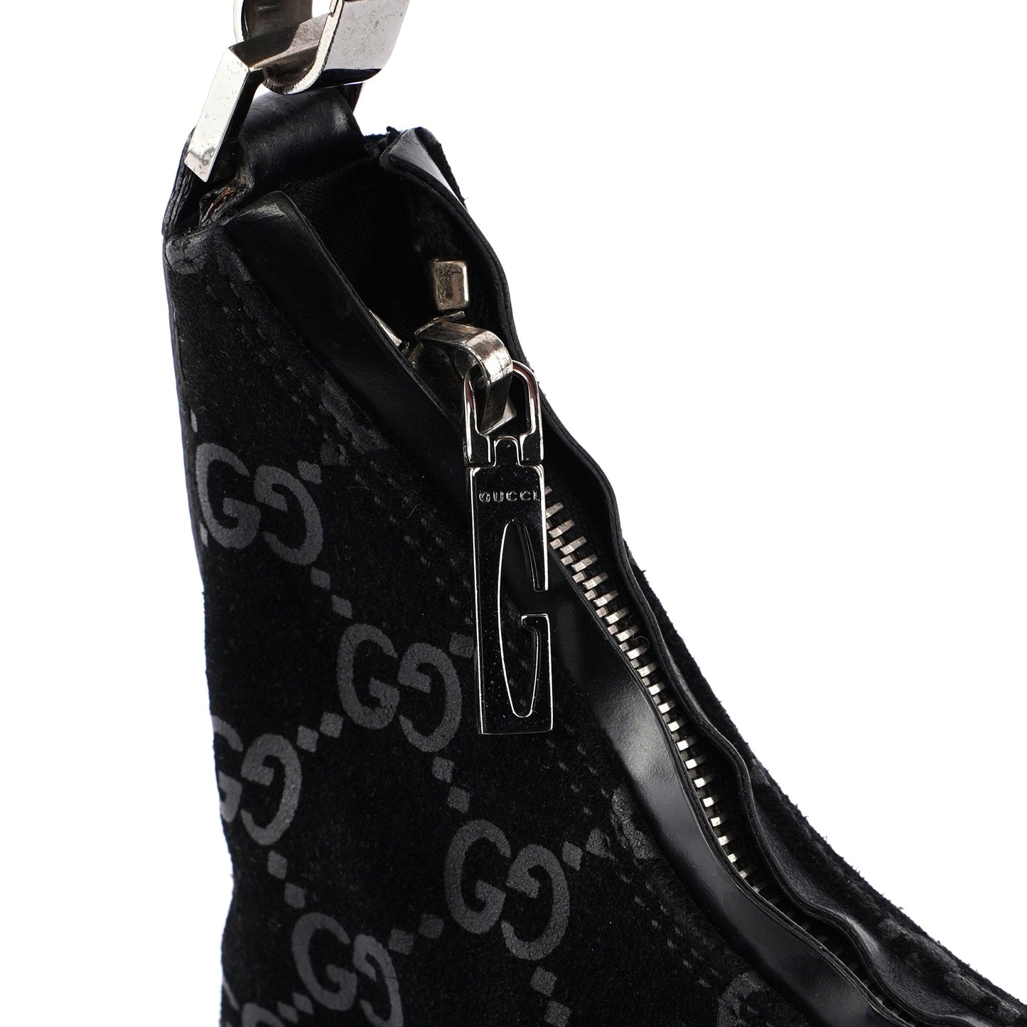 Black Suede GG Shoulder Bag