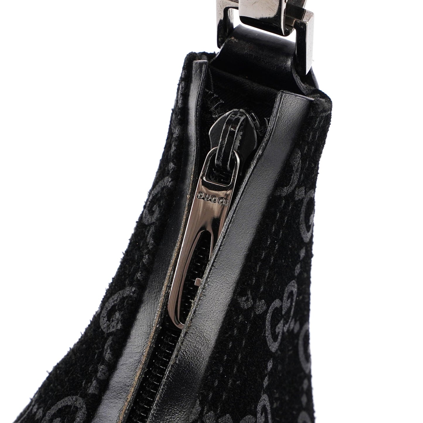 Black Suede GG Shoulder Bag