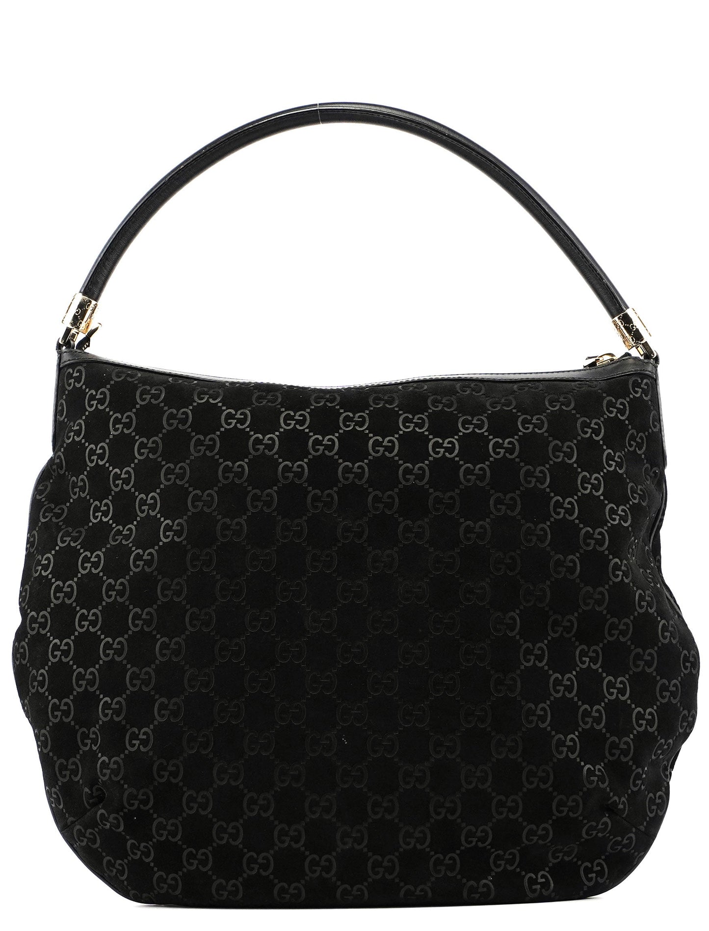Black Suede GG Shoulder Hobo Bag