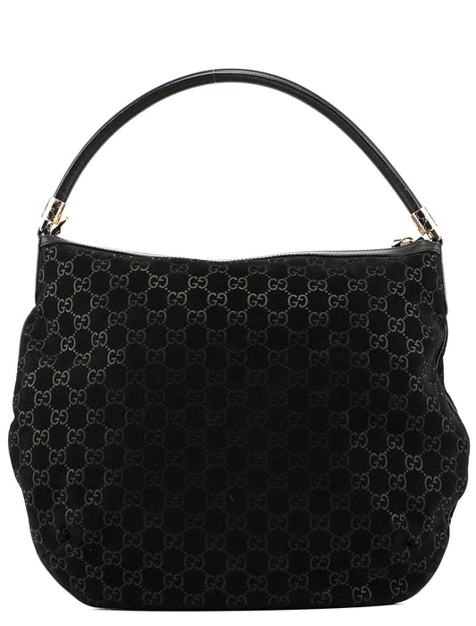 Black Suede GG Shoulder Hobo Bag