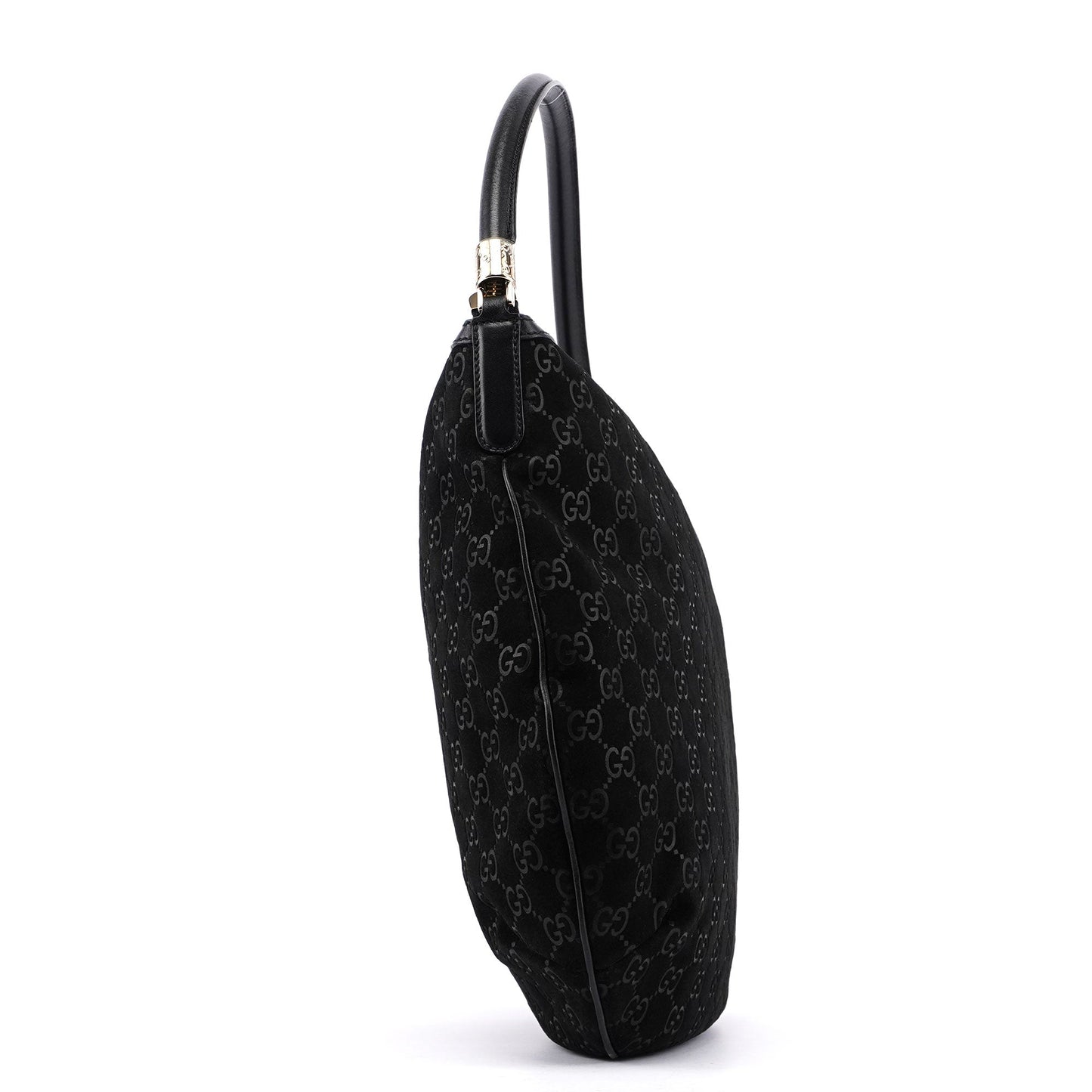 Black Suede GG Shoulder Hobo Bag