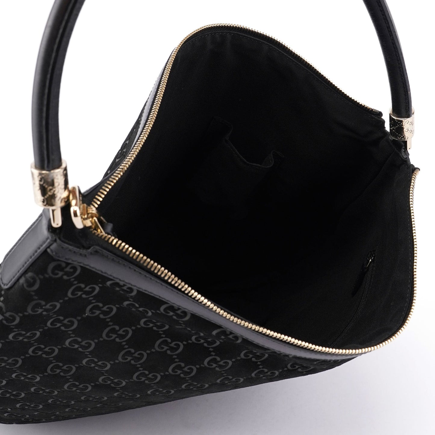 Black Suede GG Shoulder Hobo Bag
