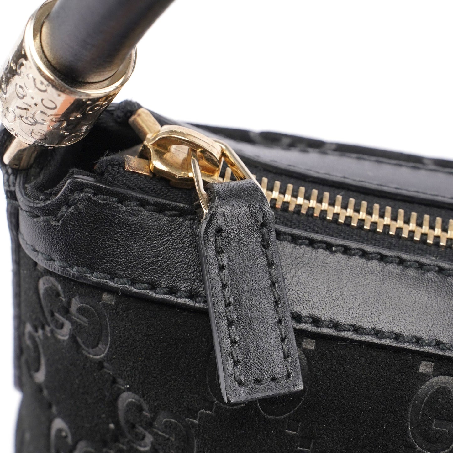 Black Suede GG Shoulder Hobo Bag