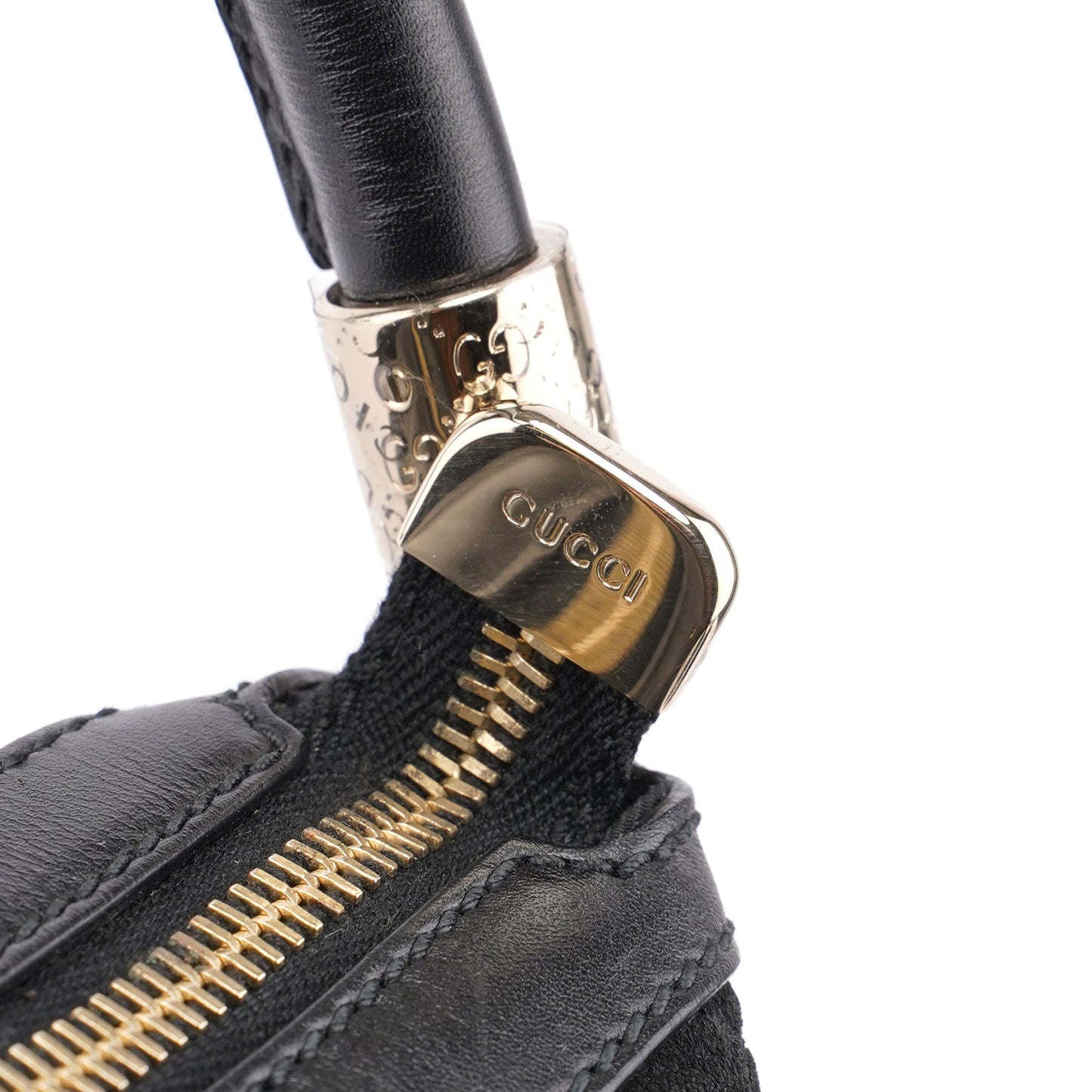 Black Suede GG Shoulder Hobo Bag