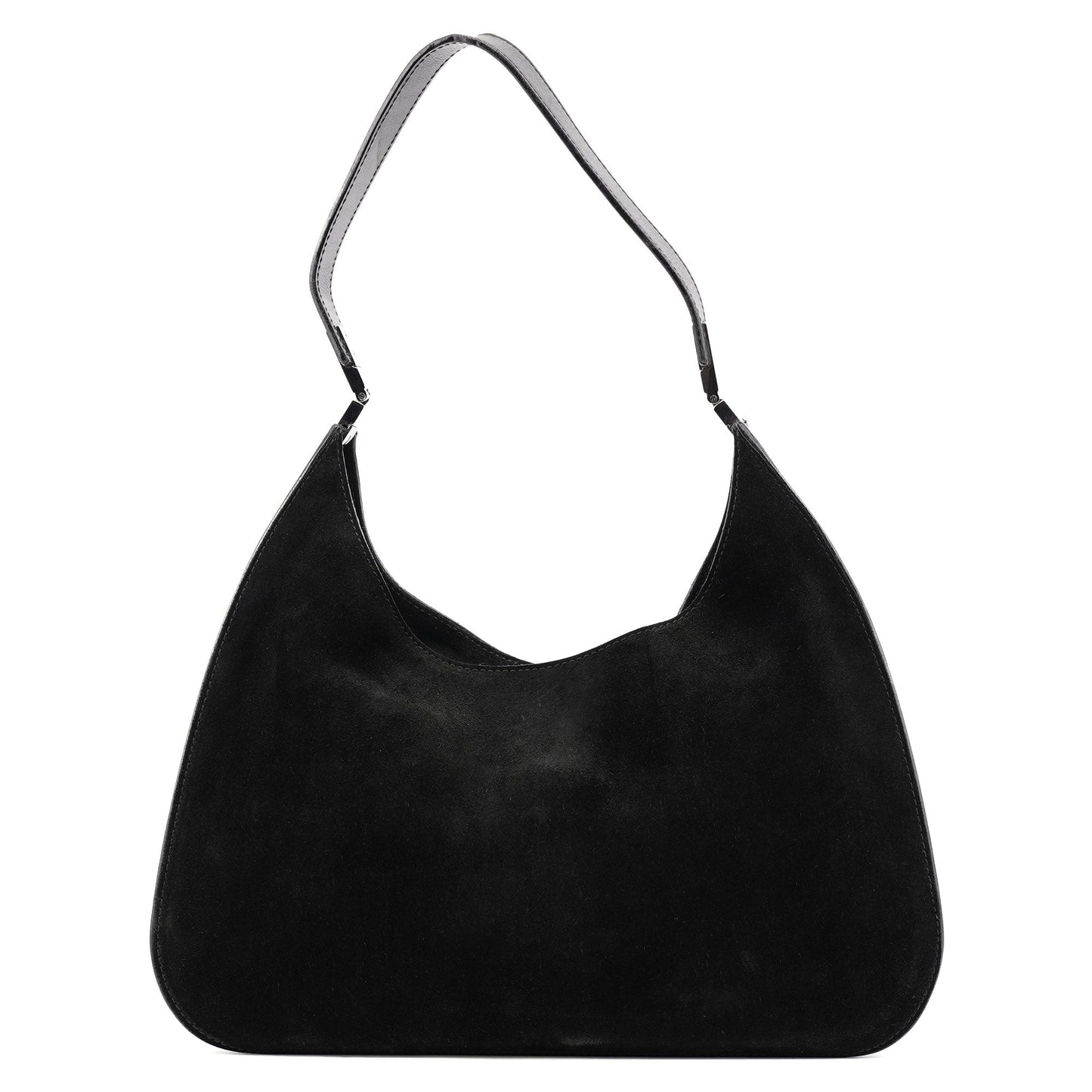 Black Suede Hobo Shoulder Bag