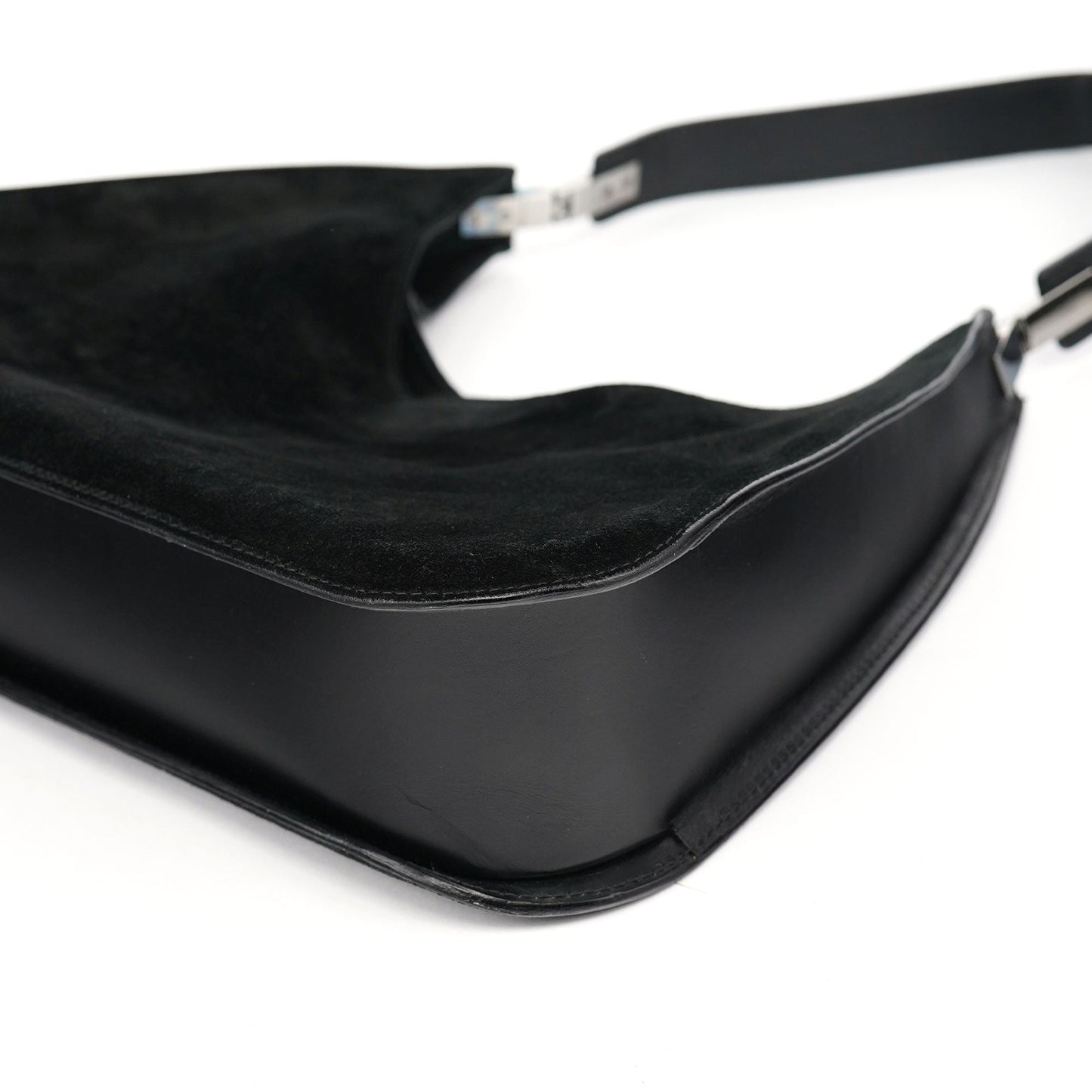 Black Suede Hobo Shoulder Bag