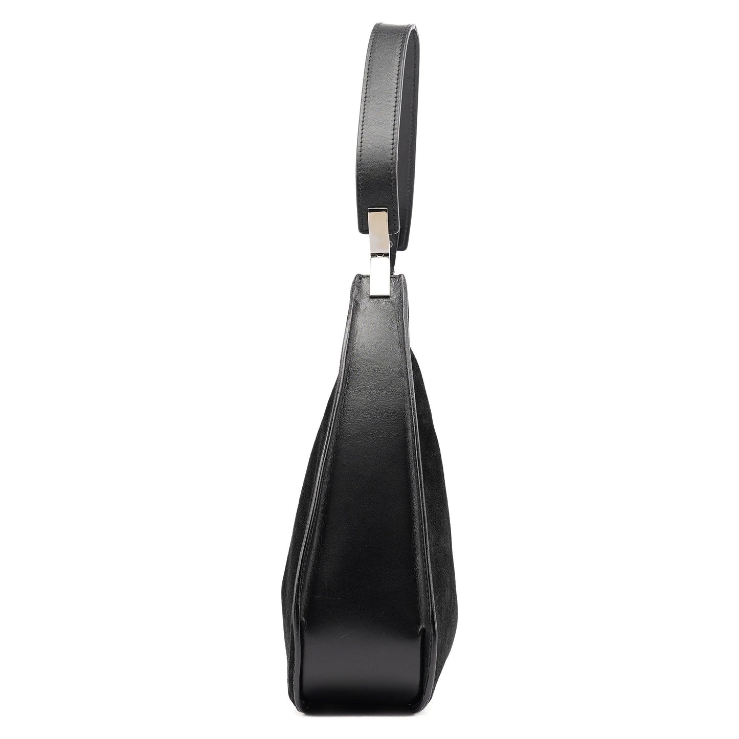 Black Suede Hobo Shoulder Bag