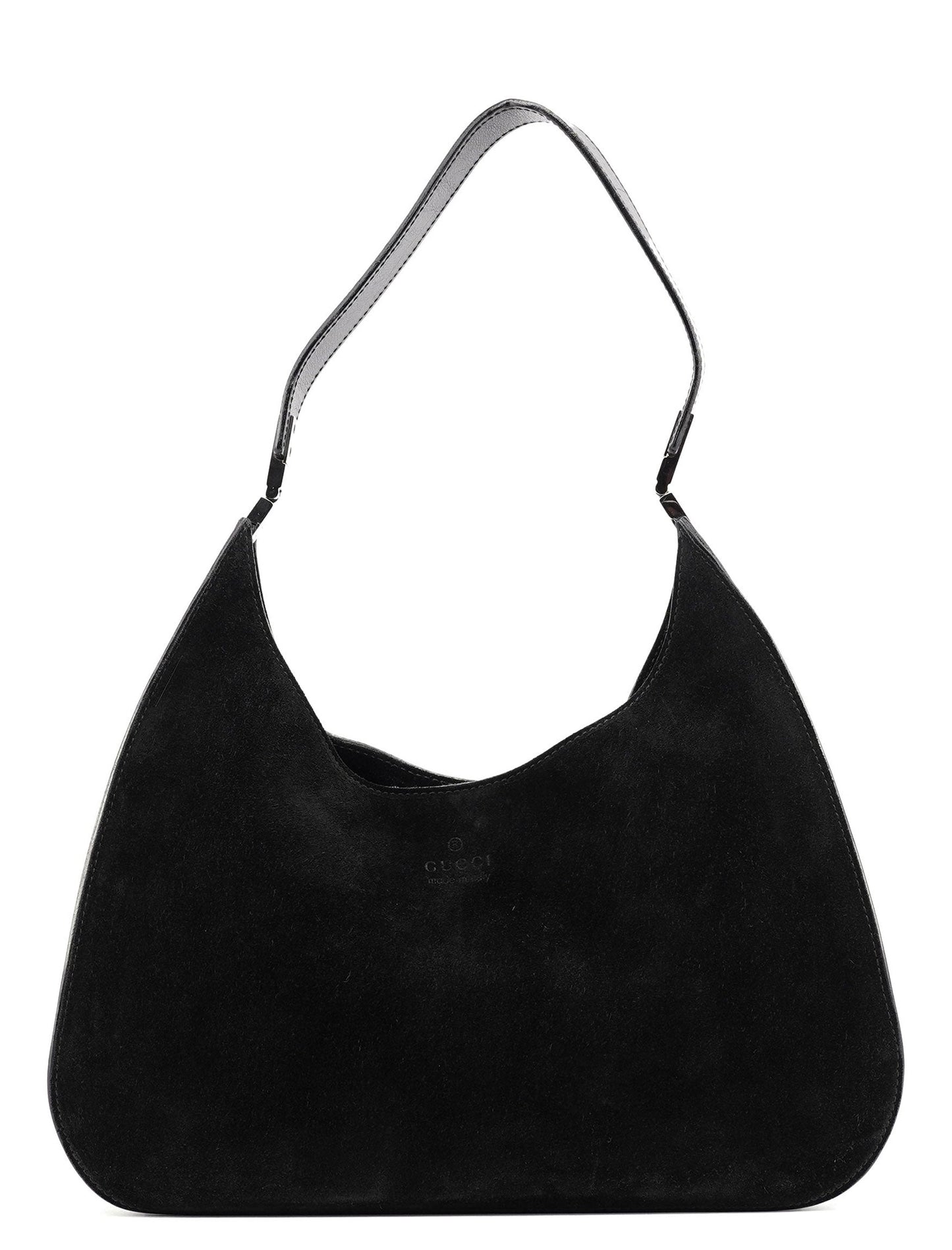 Black Suede Hobo Shoulder Bag