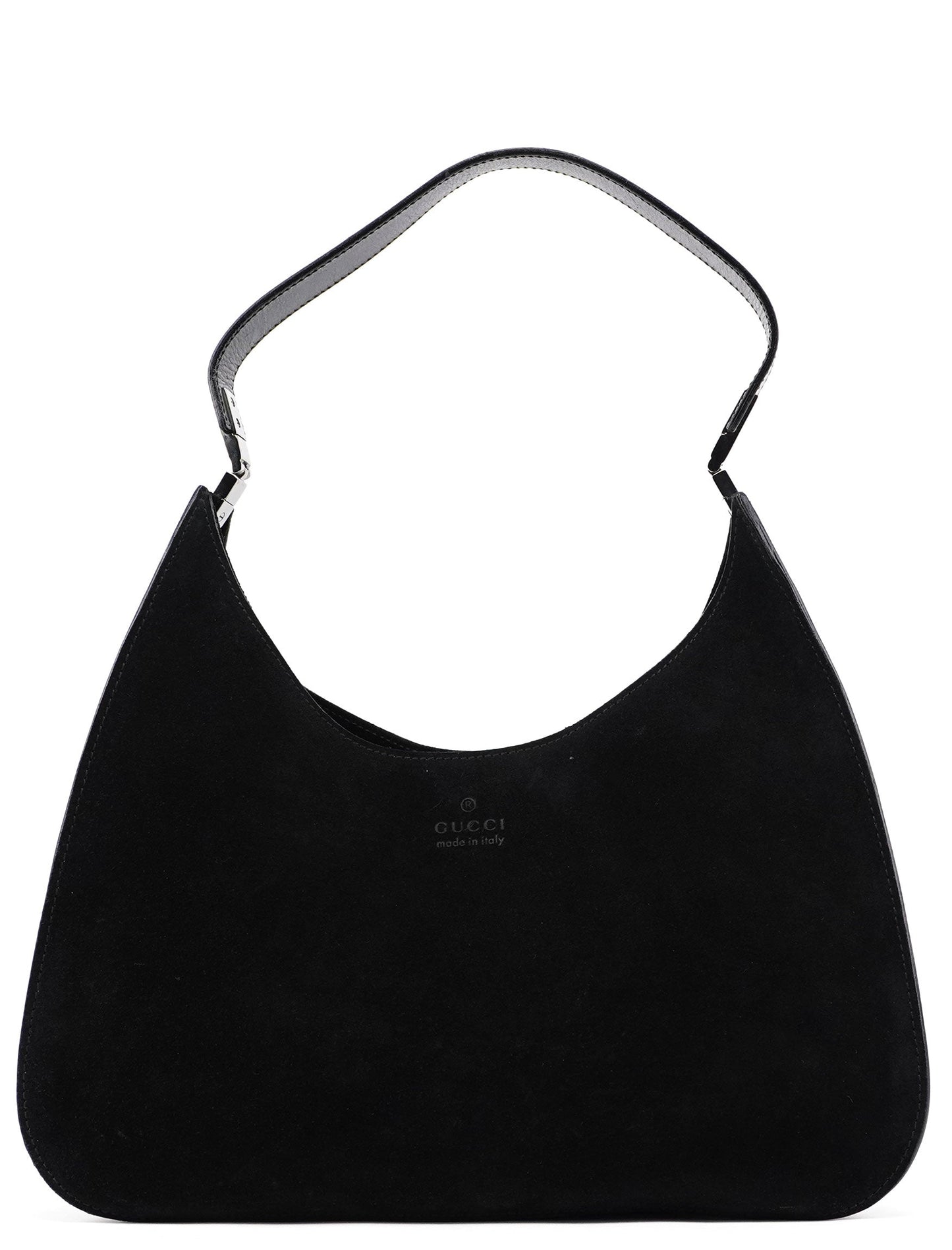 Black Suede Hobo Shoulder Bag