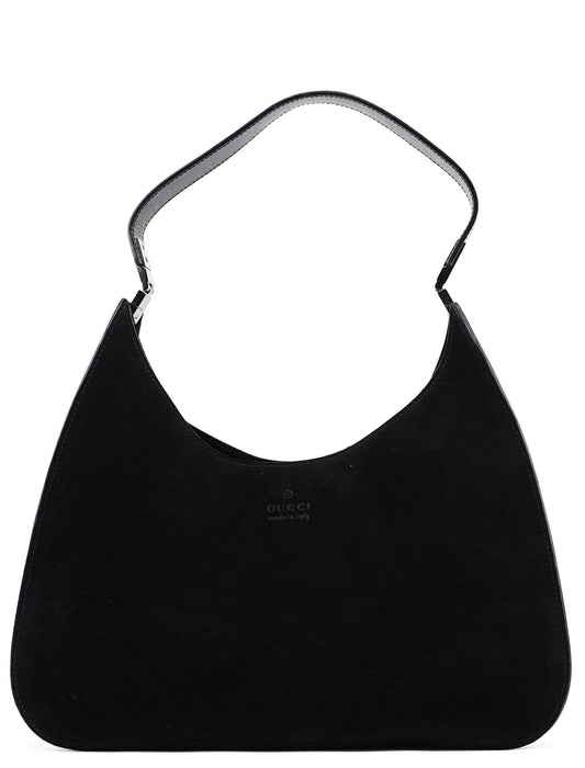 Black Suede Hobo Shoulder Bag
