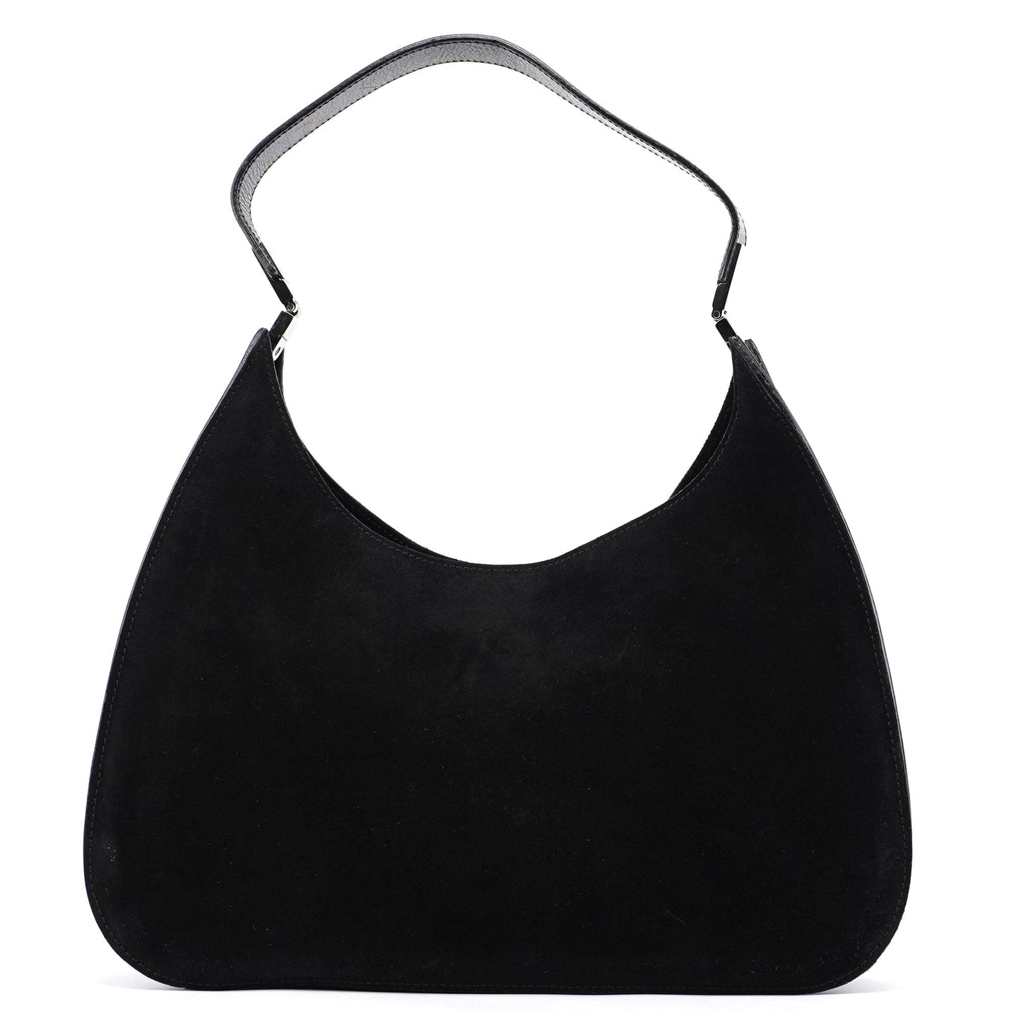 Black Suede Hobo Shoulder Bag