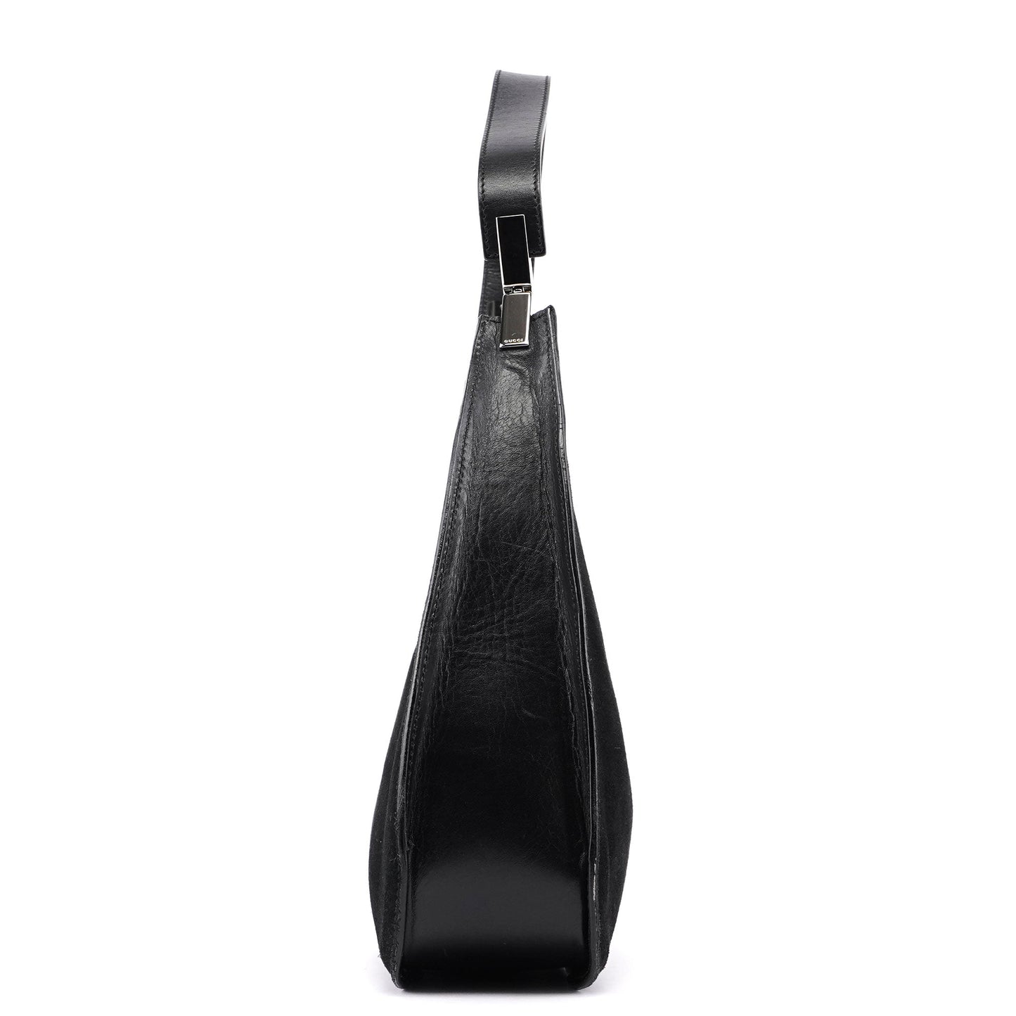 Black Suede Hobo Shoulder Bag