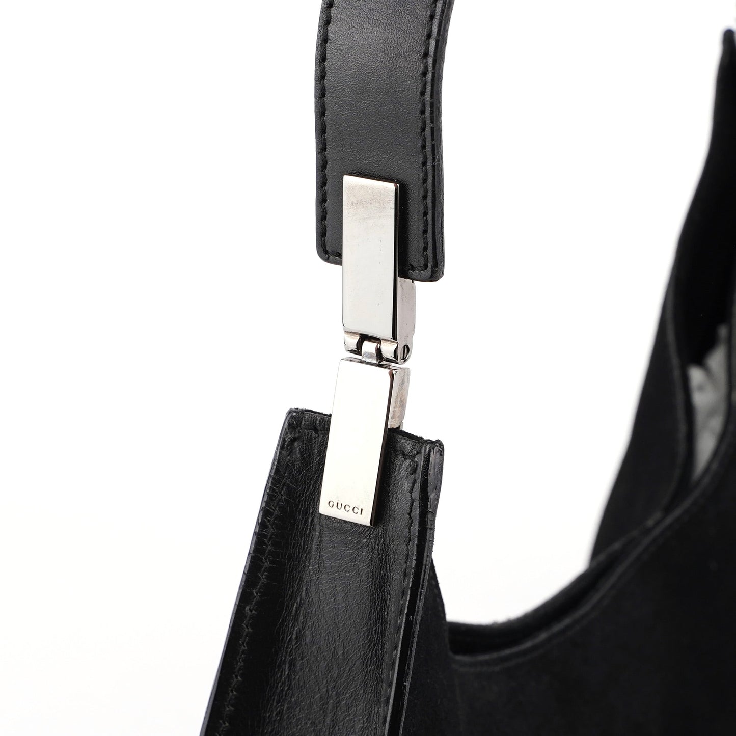 Black Suede Hobo Shoulder Bag