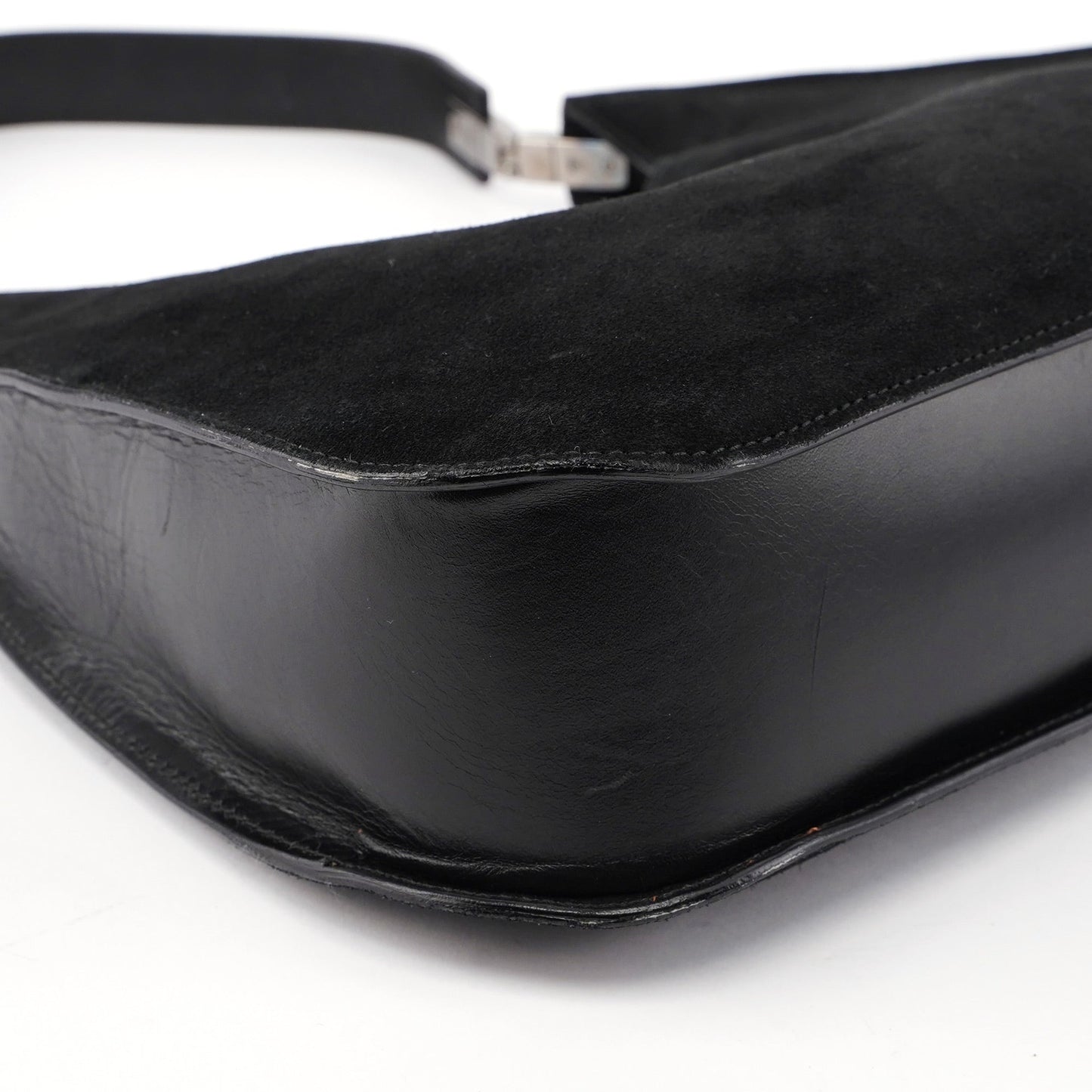 Black Suede Hobo Shoulder Bag