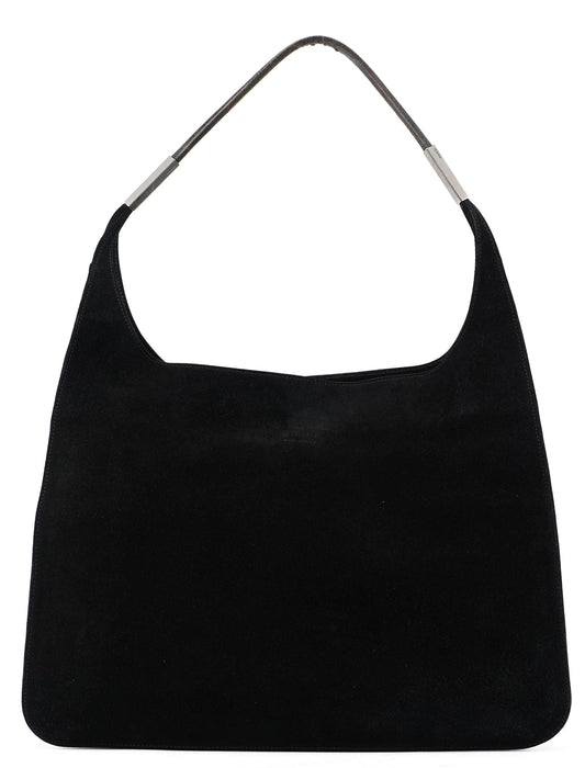 Black Suede Hobo Shoulder Bag