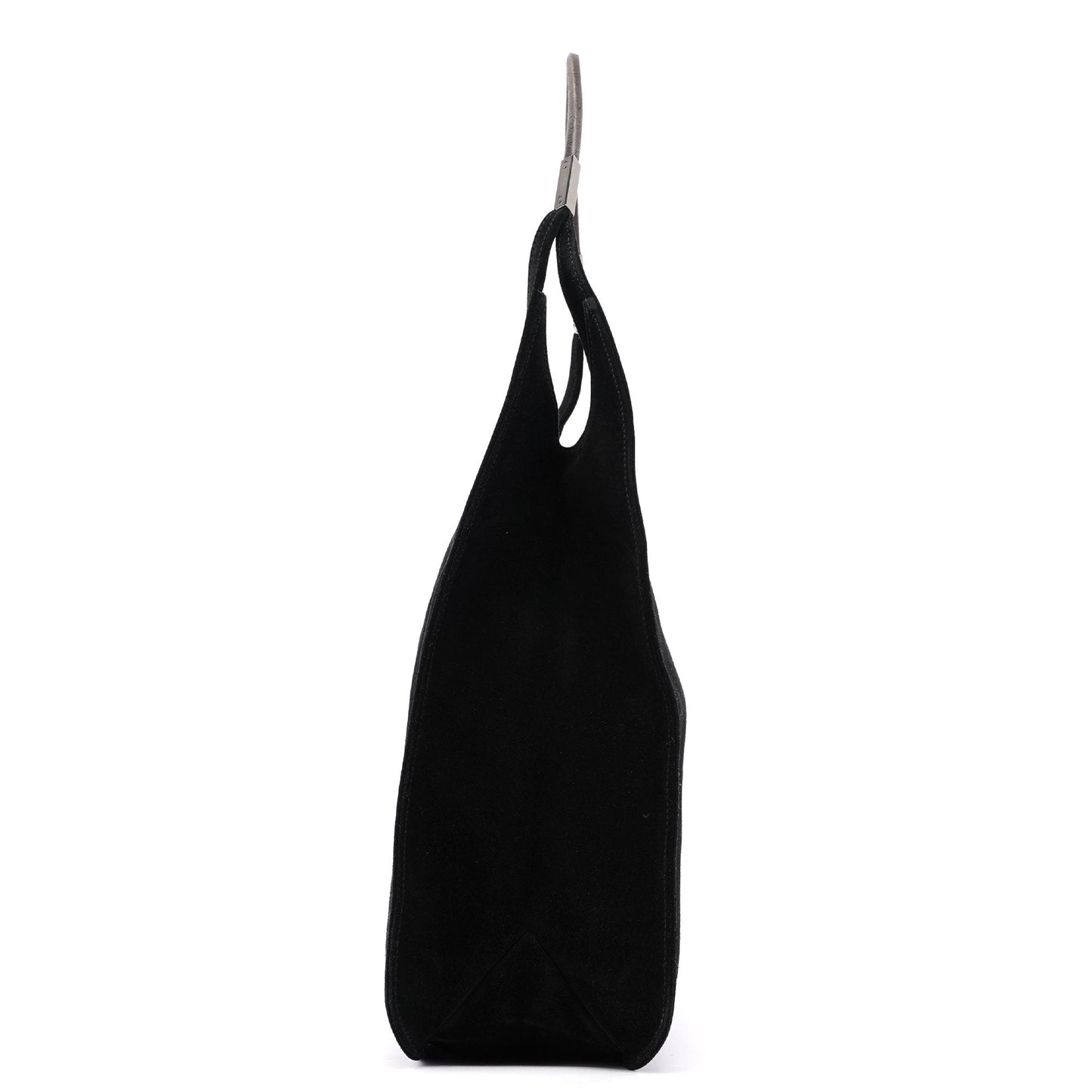 Black Suede Hobo Shoulder Bag