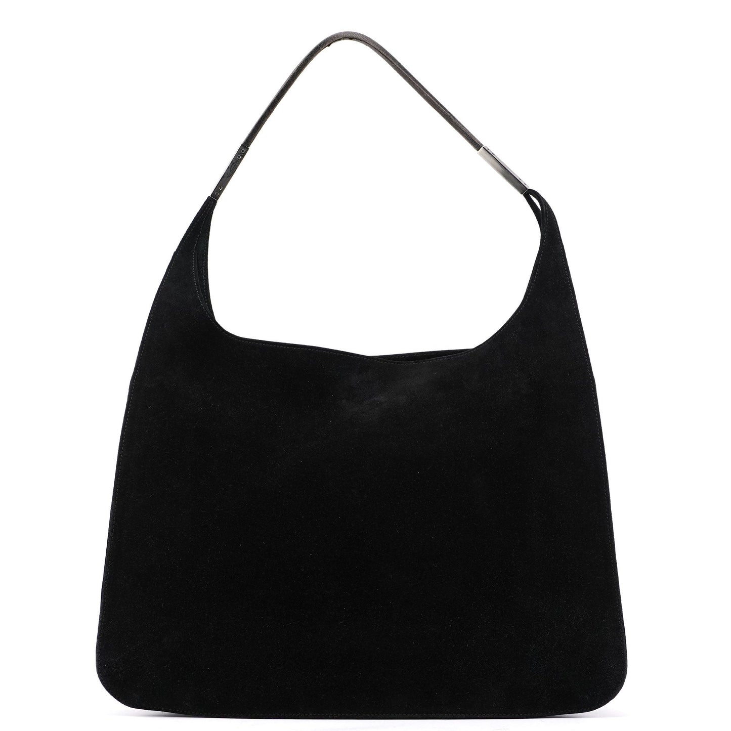 Black Suede Hobo Shoulder Bag