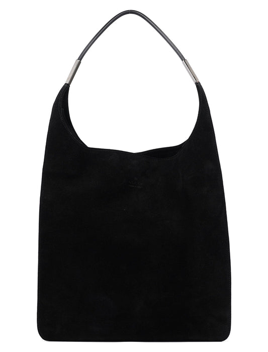 Black Suede Hobo Shoulder Bag