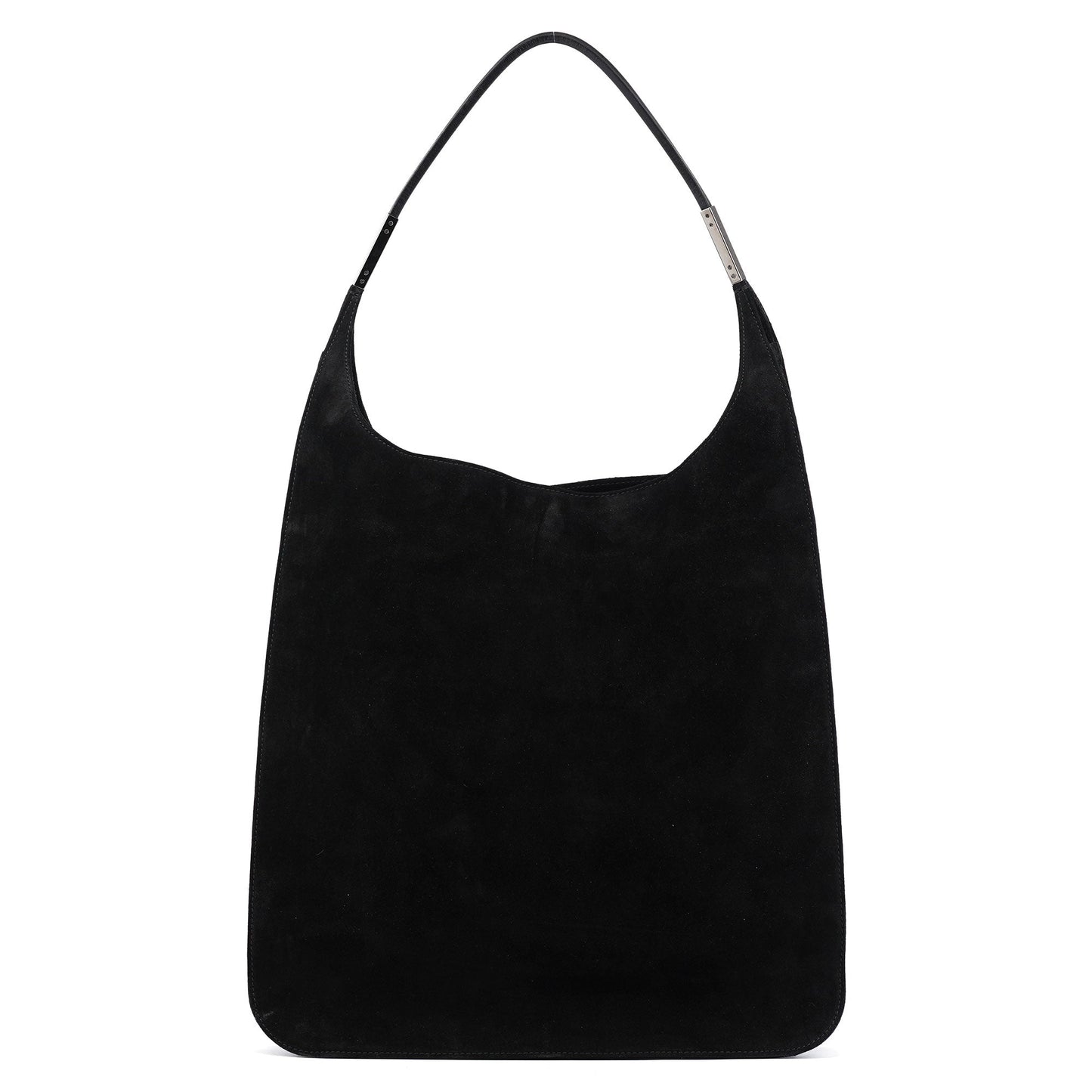 Black Suede Hobo Shoulder Bag