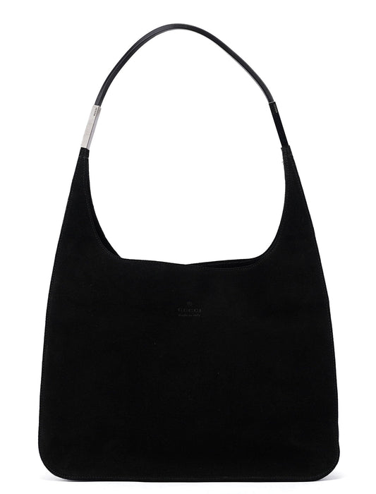 Black Suede Hobo Shoulder Bag