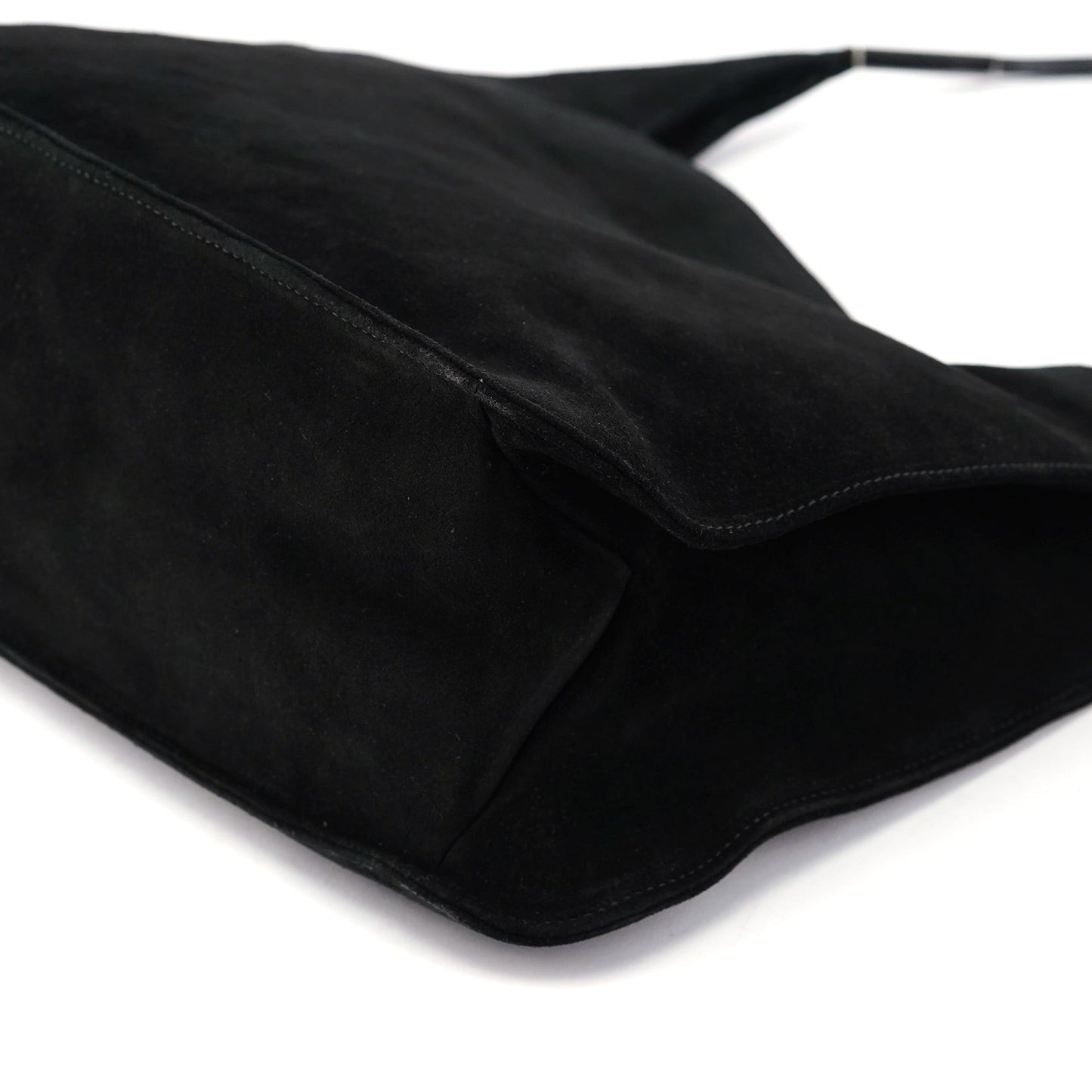 Black Suede Hobo Shoulder Bag
