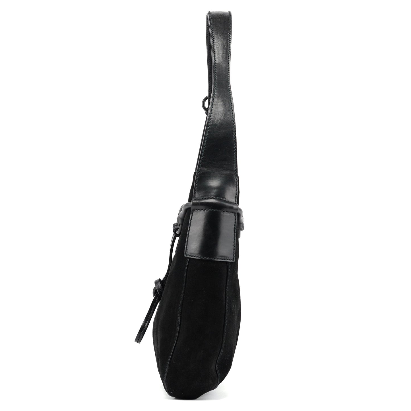 Black Suede Horsebit Shoulder Bag