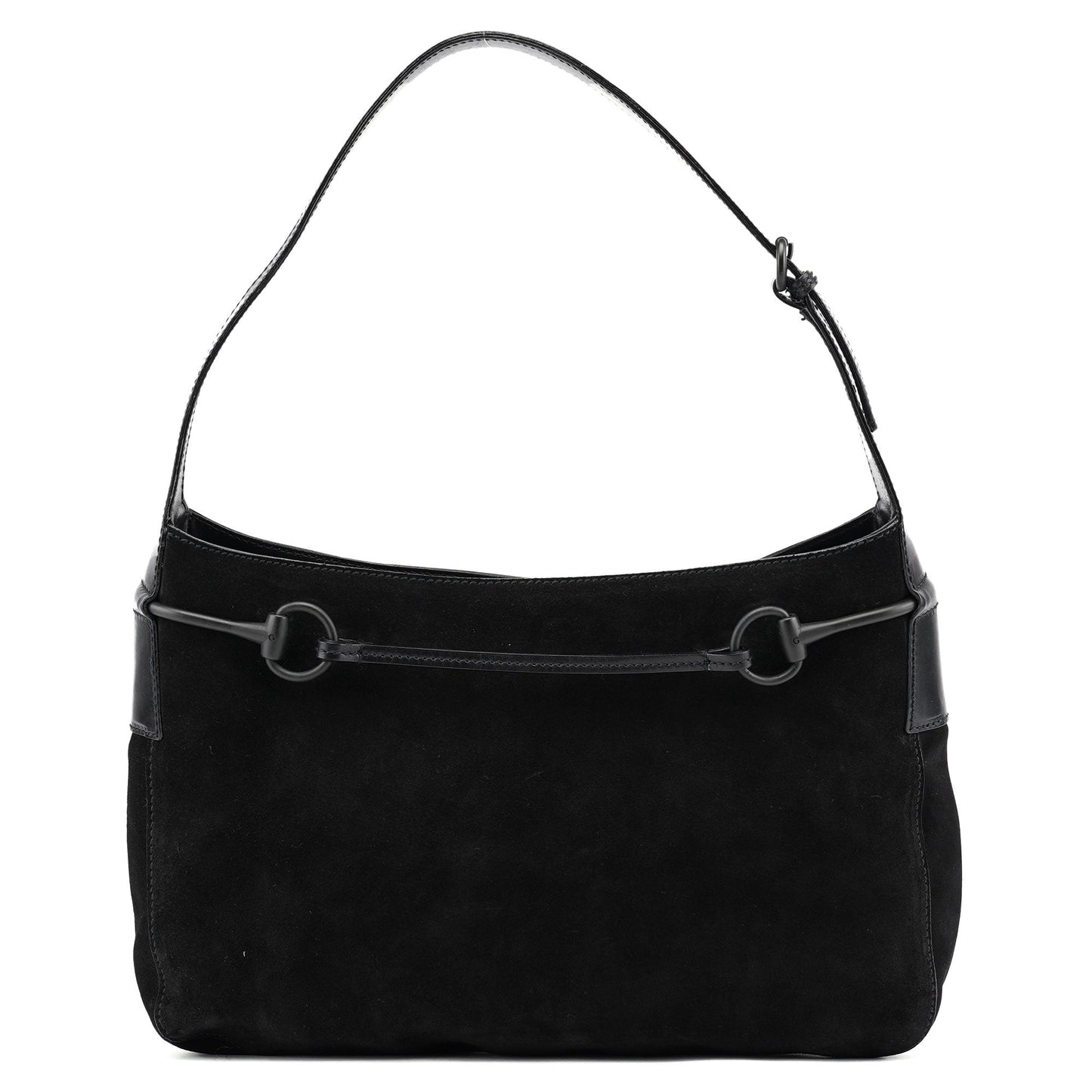 Black Suede Horsebit Shoulder Bag