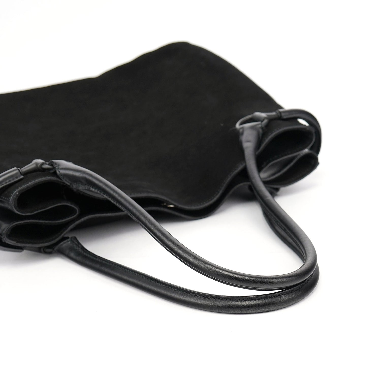 Black Suede Horsebit Tote Bag