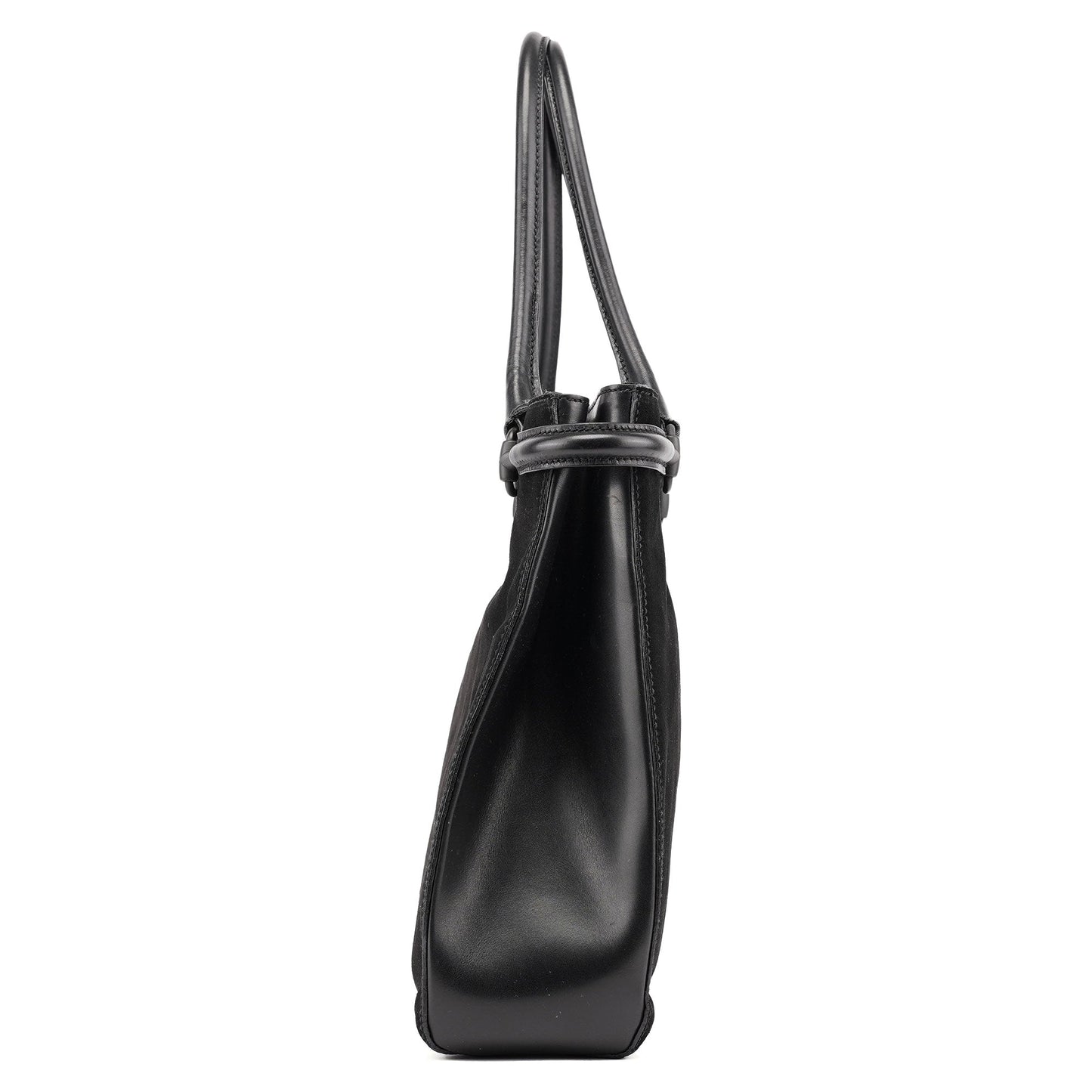 Black Suede Horsebit Tote Bag